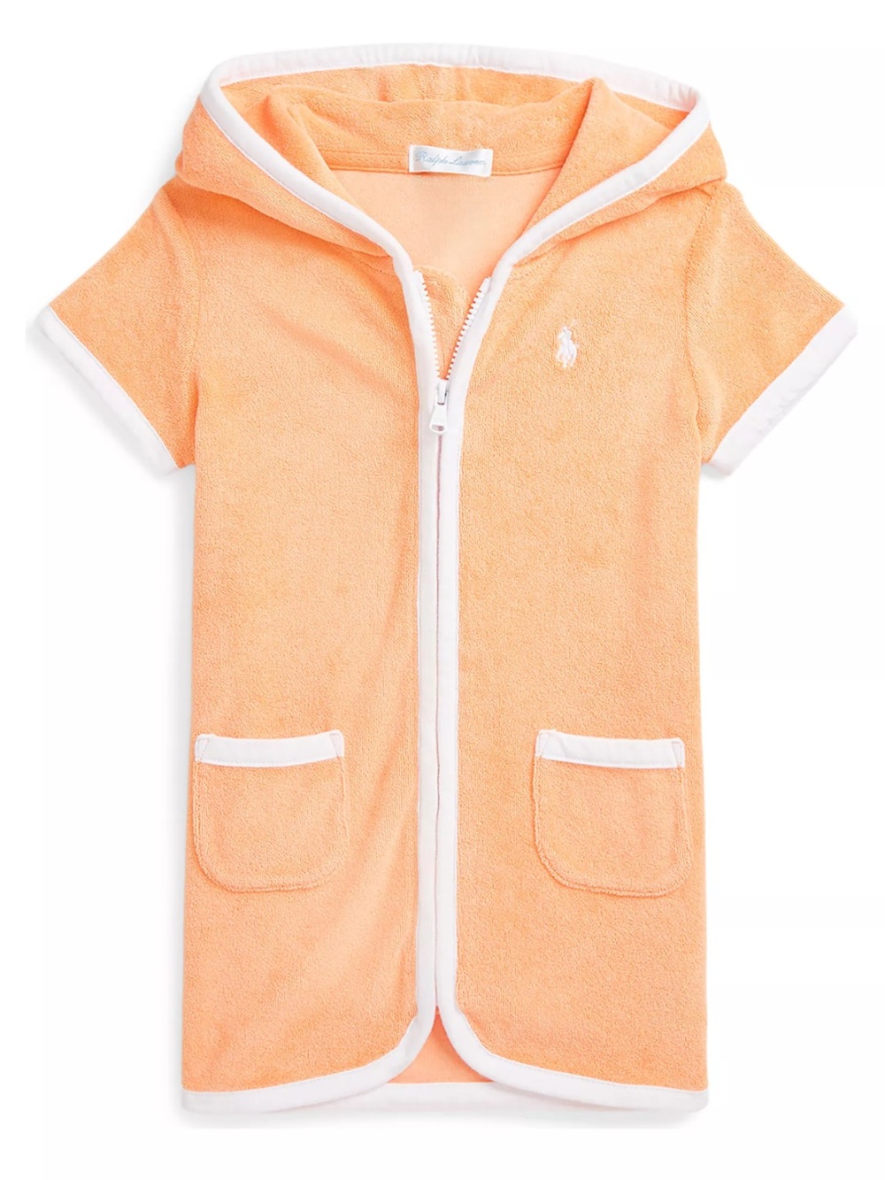 Ralph Lauren Polo Swim Swimsuit Zip One Piece Hooded Terry Orange Cover Up Top 3